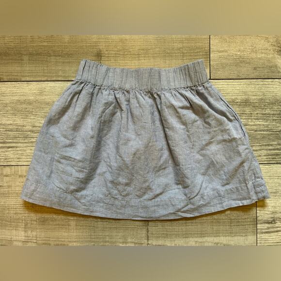 J. Crew finely pinstriped blue white coastal mini skirt sz 00 cotton linen blend - Picture 2 of 7